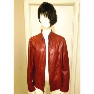 Preview Collection Red Leather Jacket Size L